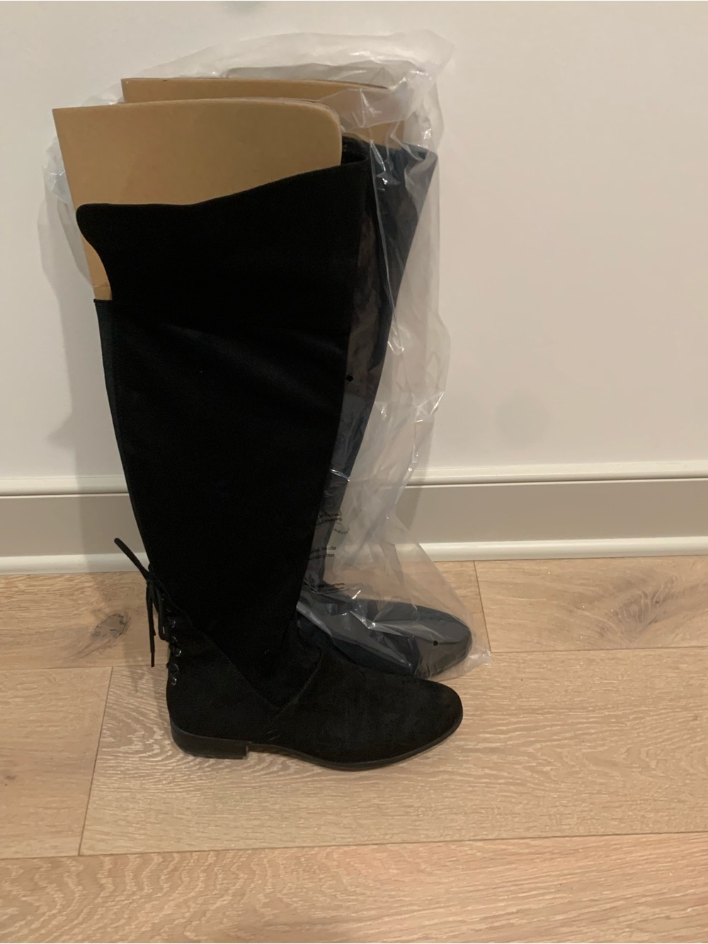 KELLY AND KATE Women's Black Over-the-Knee LaceBack Boots w/side zipper